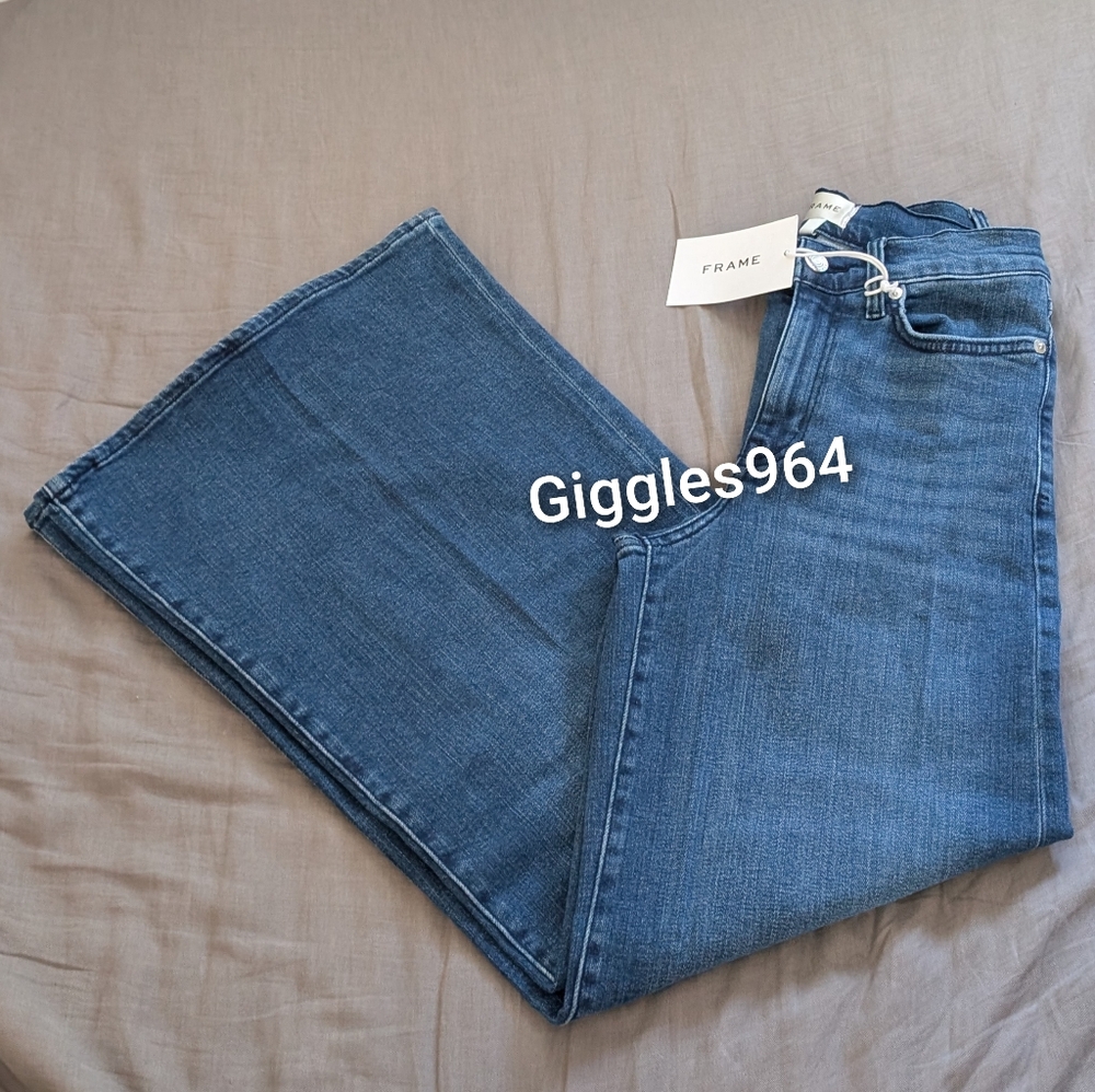Frame Le Palazzo Crop Jeans Pony Medium Blue Wide Leg Pants